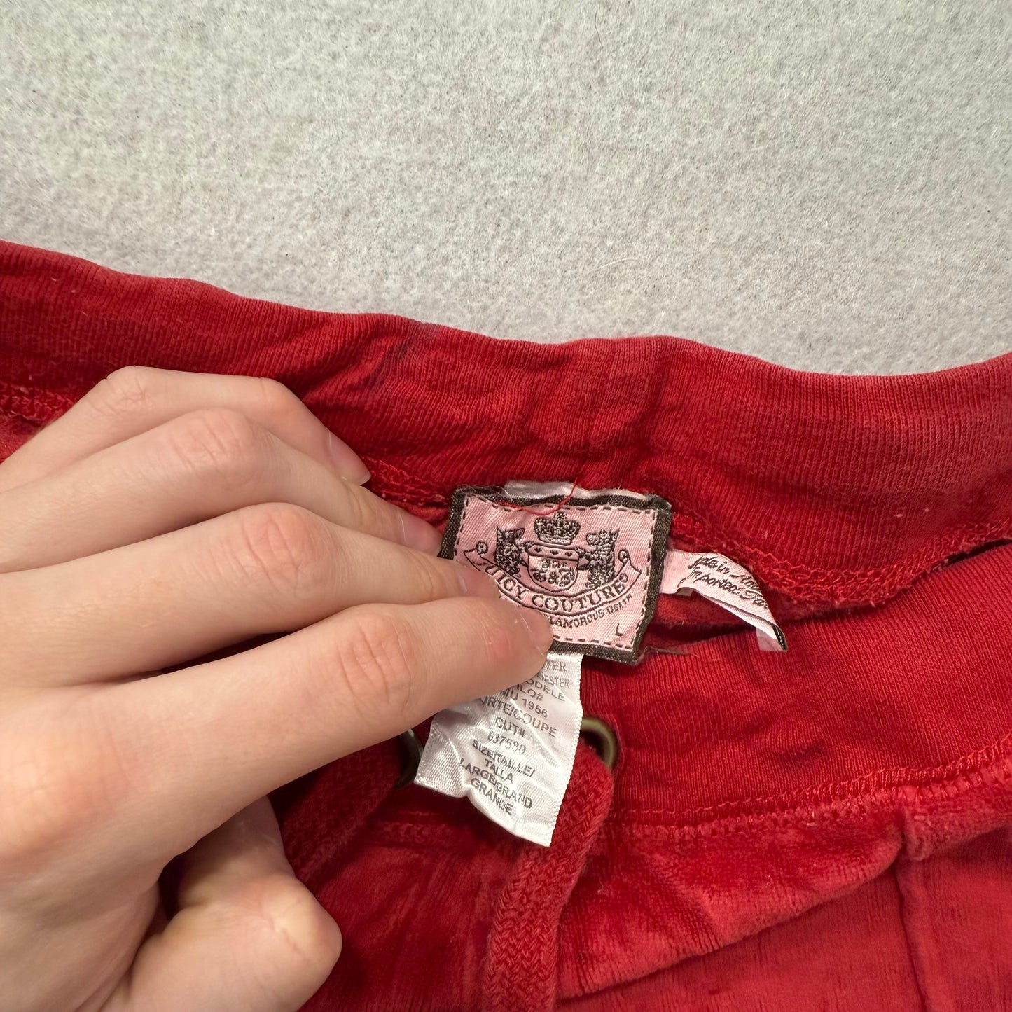Vintage Juicy Couture Womens Ruby Red Velour Flare Track Pant Snap Pocket Size L