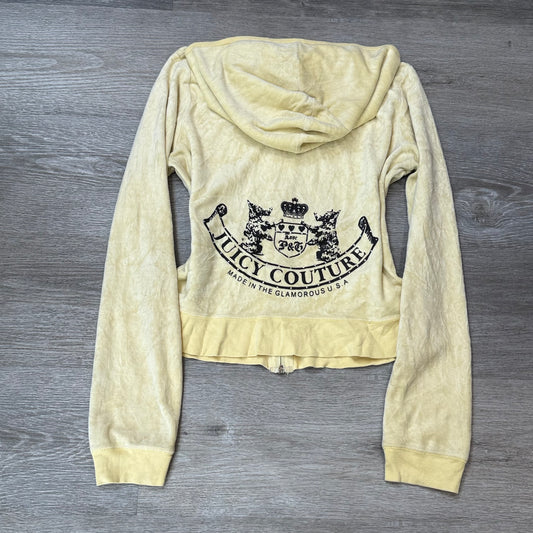 Juicy Couture Scottie Dogs Women's Cream Velour Zip-Up Hoodie Rhinestones Size M