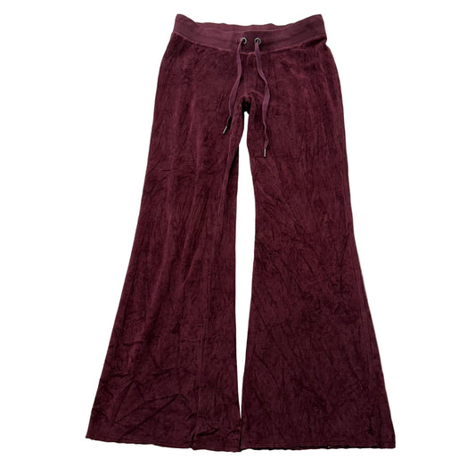 Juicy Couture Women's Maroon Velour Flared Track Pant Loungewear Preppy Size XL