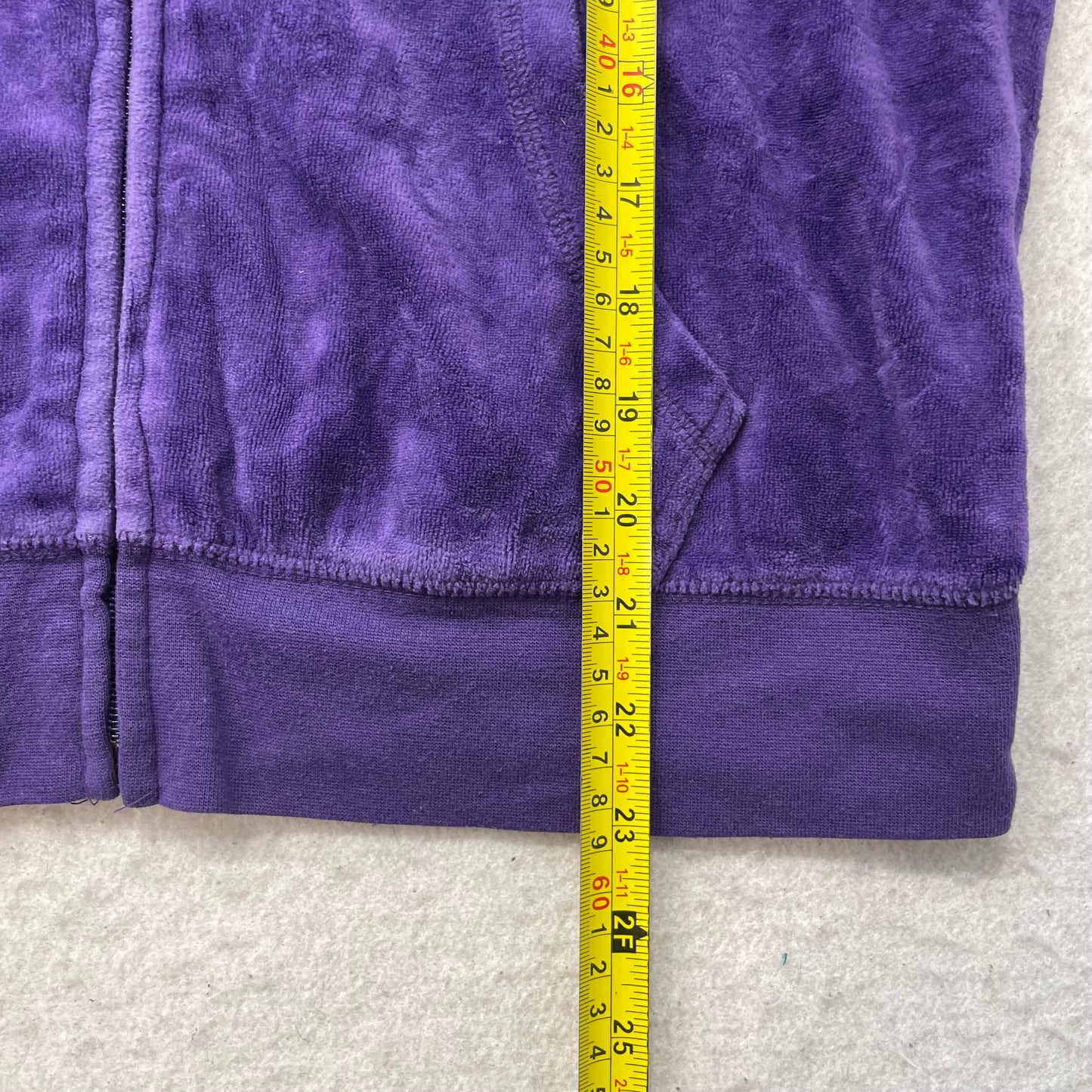 Juicy Couture Women Dark Periwinkle Velour Tracksuit Set Hoodie & Pant Size L/XL