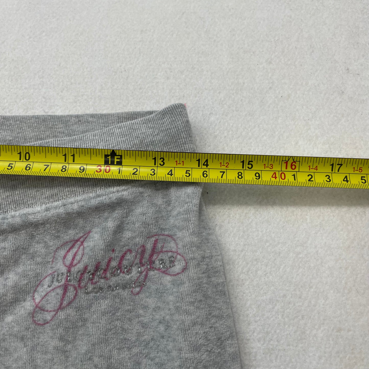 Juicy Couture Women's Heather Gray Velour Flared Track Pant Logo Preppy Size 14
