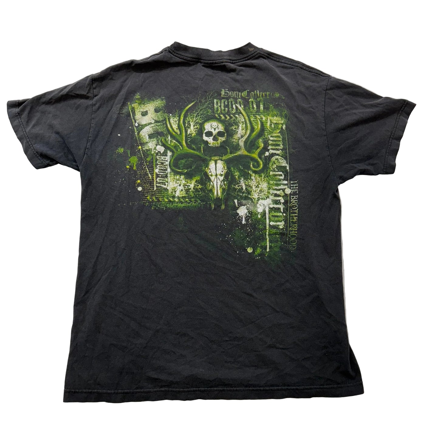 Alstyle Apparel Black Cotton T-Shirt Short Sleeve Skull Graphic Crew Neck Size L