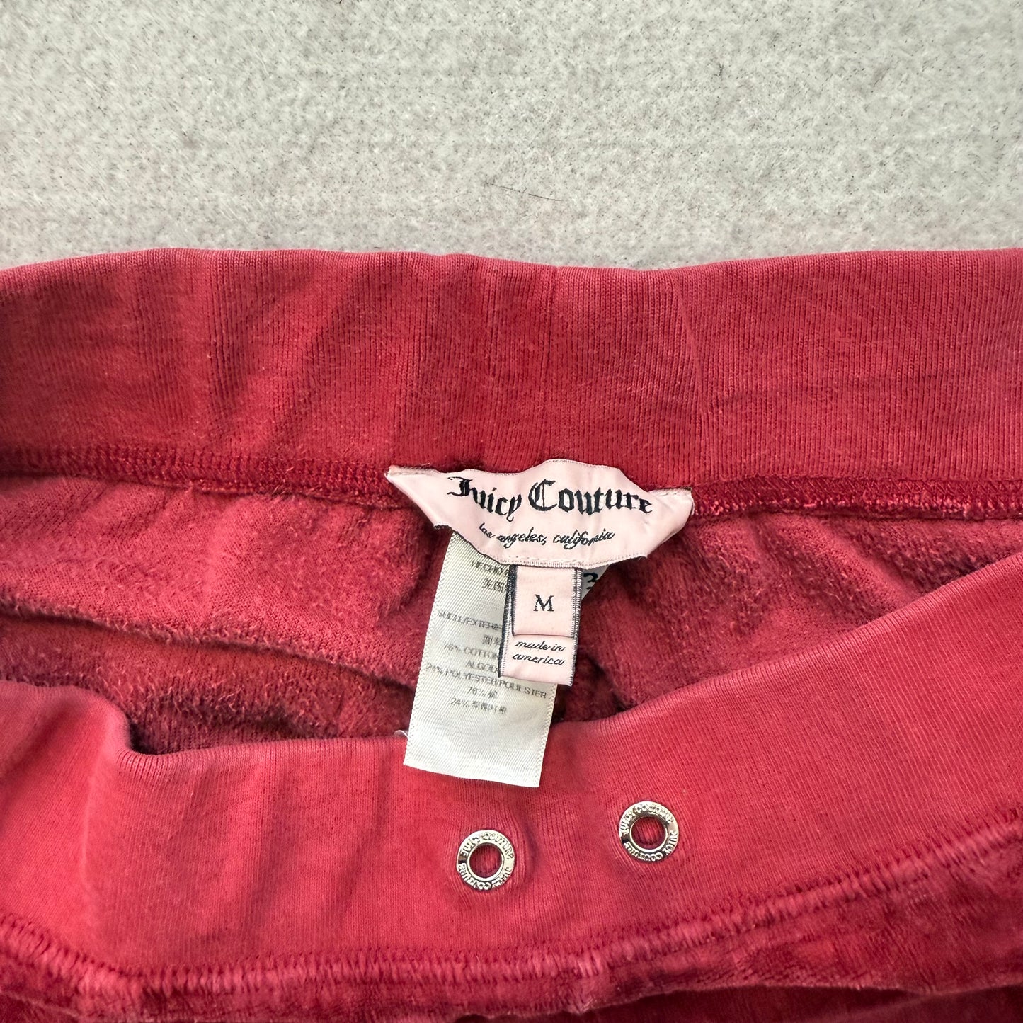 Juicy Couture Women's Maroon Velour Flared Track Pants Back Pockets Logo Size M
