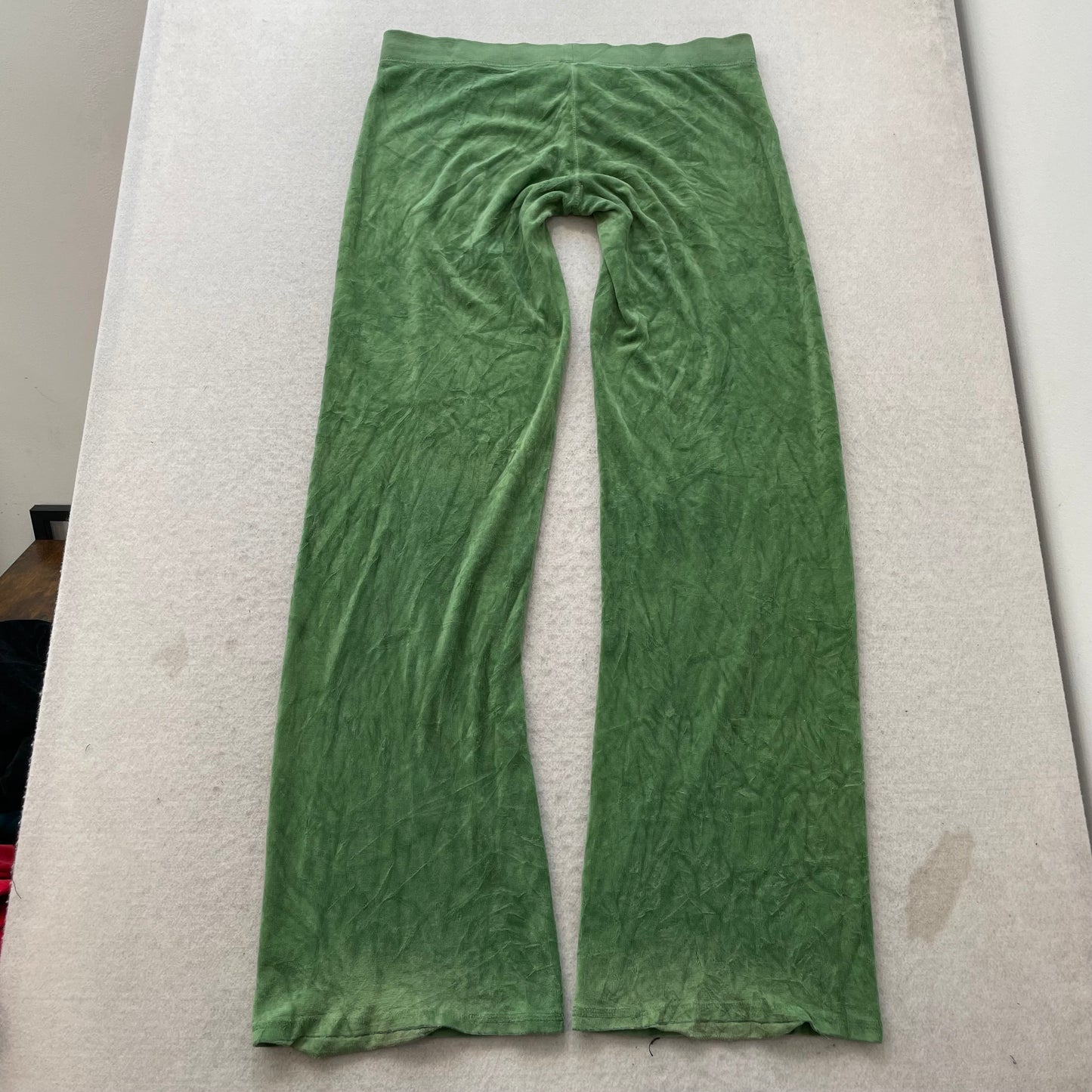 Juicy Couture Womens Green Velour Flared Track Pant Drawstring Loungewear Size M