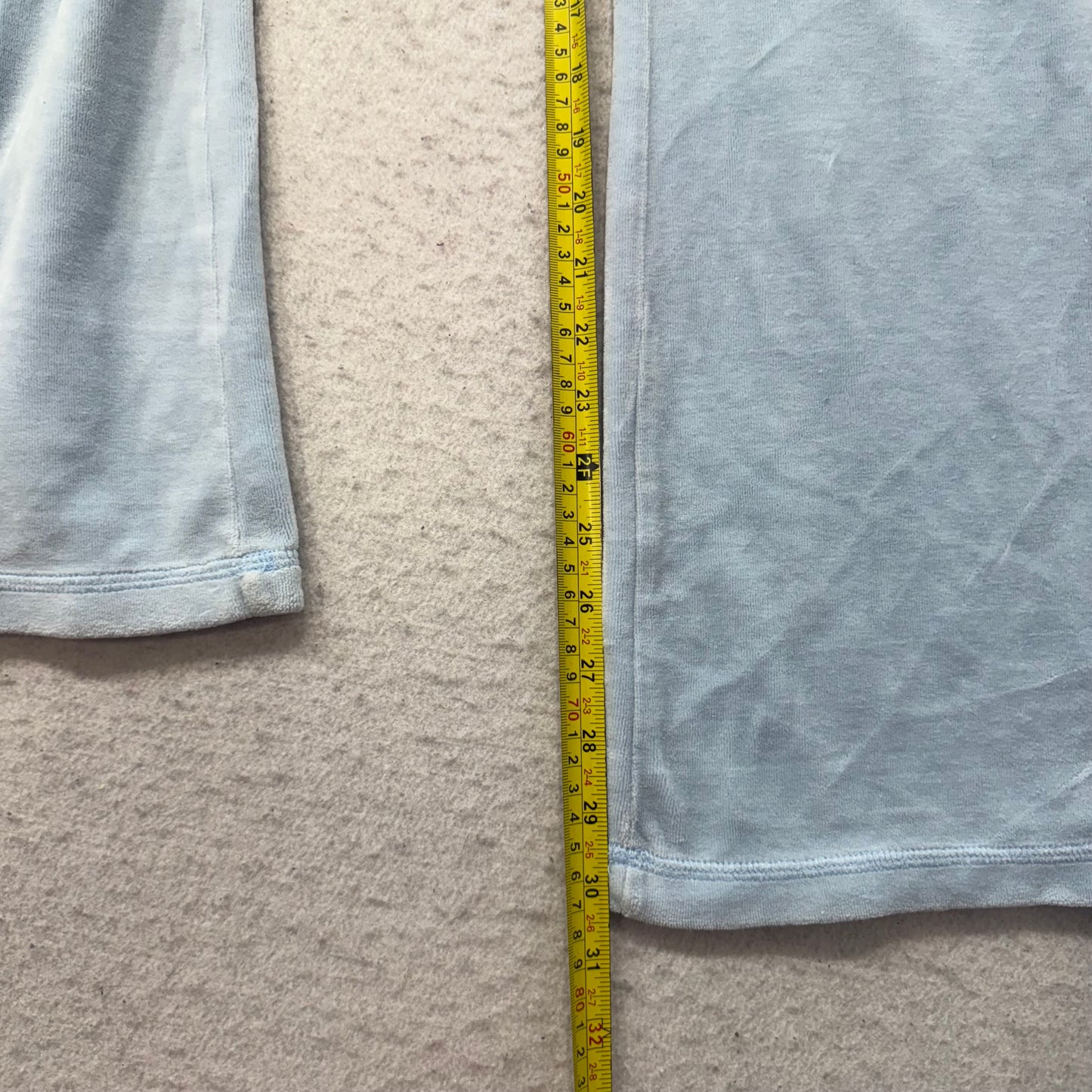 2003 Vintage Juicy Couture Womens Light Blue Velour Flared Track Y2k Pant Size L
