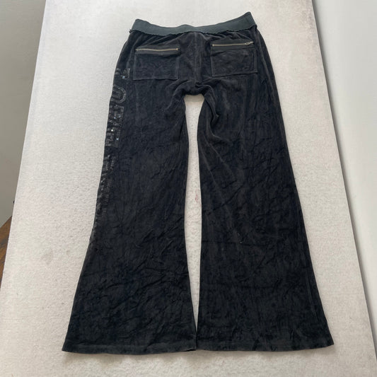 Victoria's Secret PINK Women's Black Velour Flared Track Pant Loungewear Size L