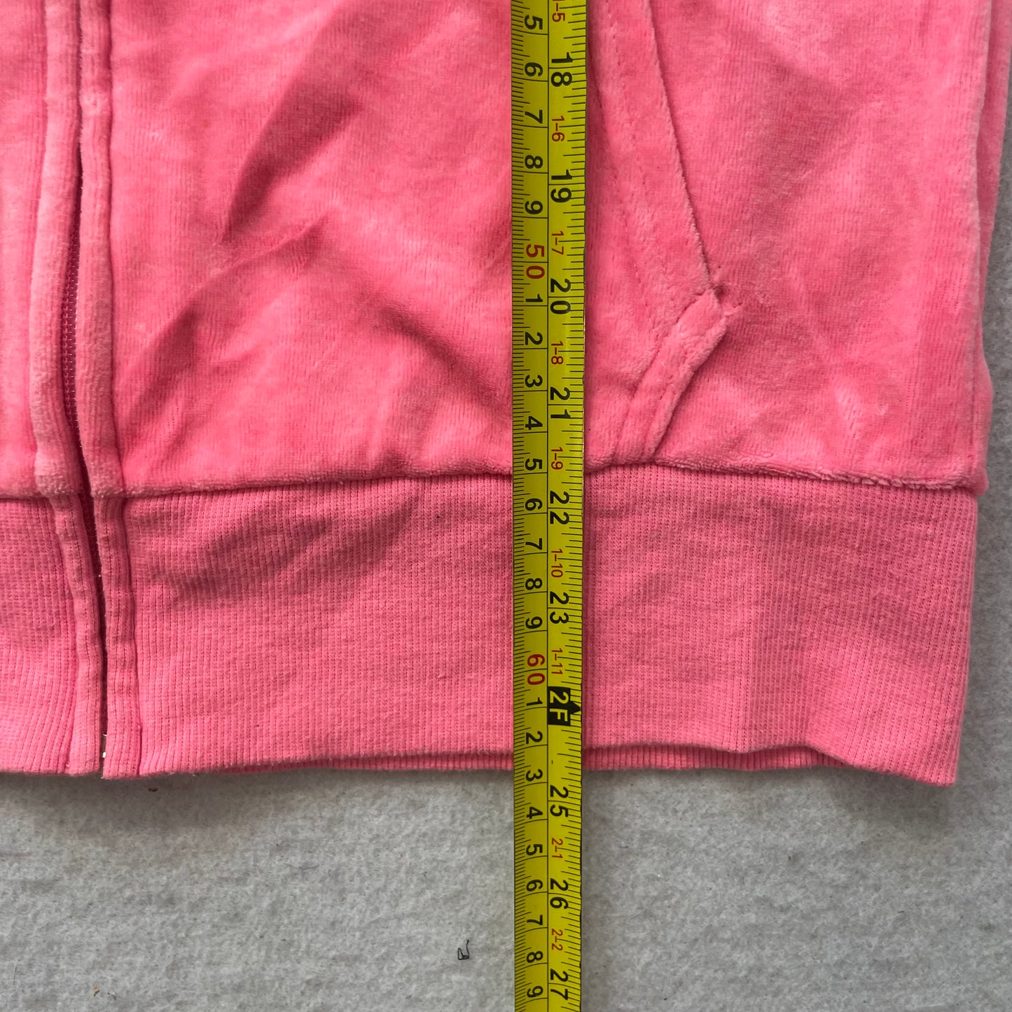 Juicy Couture Women's Pink Velour Full Zip Hoodie Long Sleeve Pockets Size M