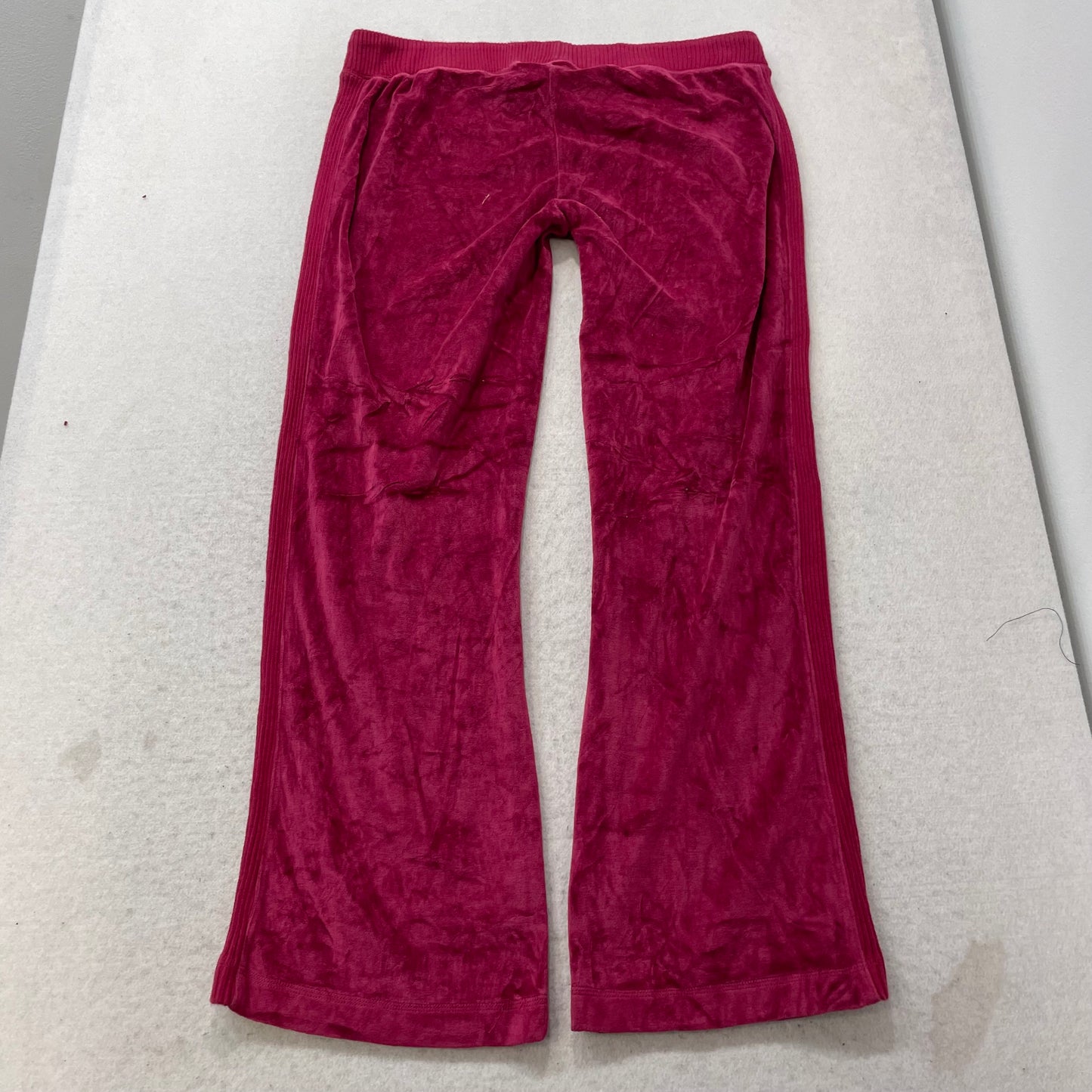 Juicy Couture Women's Hot Pink Velour Flared Leg Track Pants Drawstring Size XL