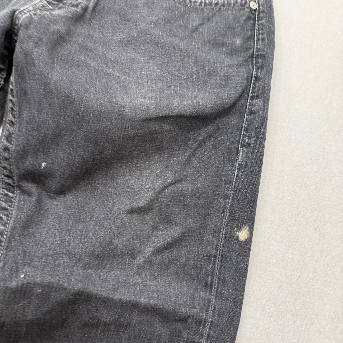 True Religion Gray Denim Straight Jeans Signature Horseshoe Snap Pocket Waist 38