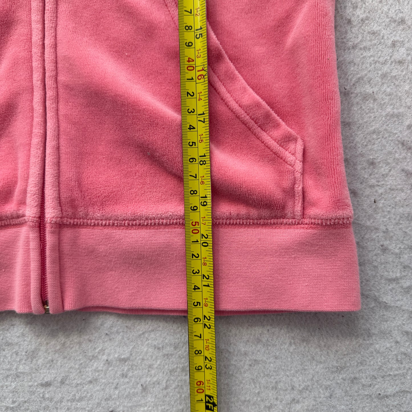 Juicy Couture Women's Pink Velour Zip-Up Hoodie Pockets Sequin Bow Logo Size XL