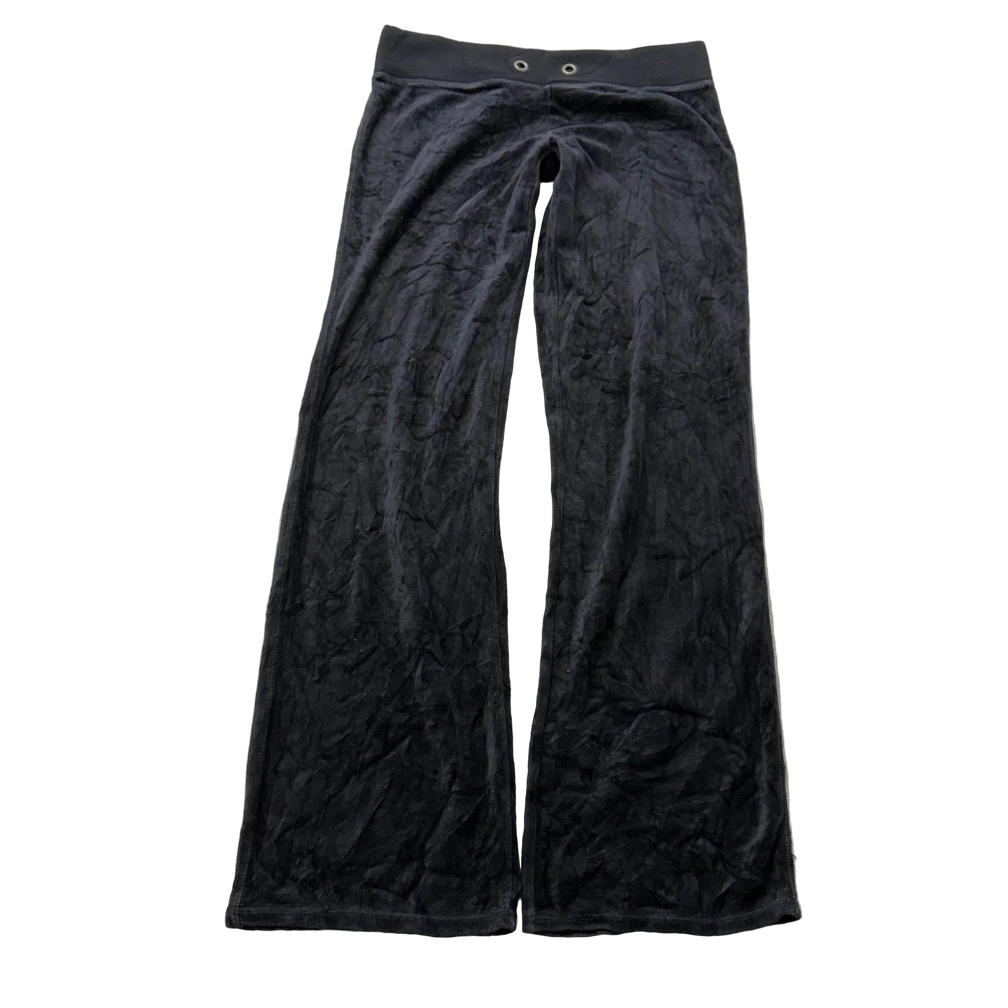 Vintage Juicy Couture Women's Black Velour Flared Track Pant Loungewear Size S