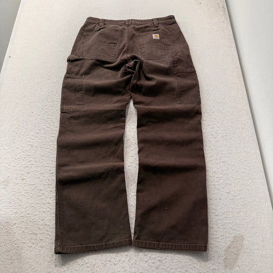 Carhartt Original Fit Men's Dark Brown Canvas Double Knee Pants Utility Size W30