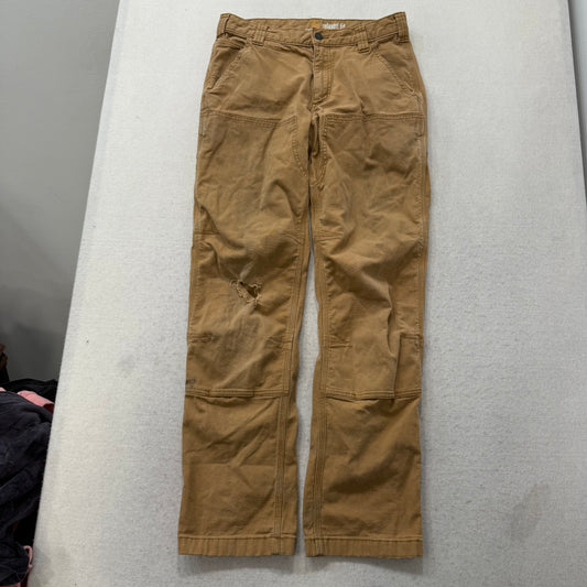 Carhartt Men's Tan Rigby Double-Front Dungaree Pants Relaxed Fit Size 30x32