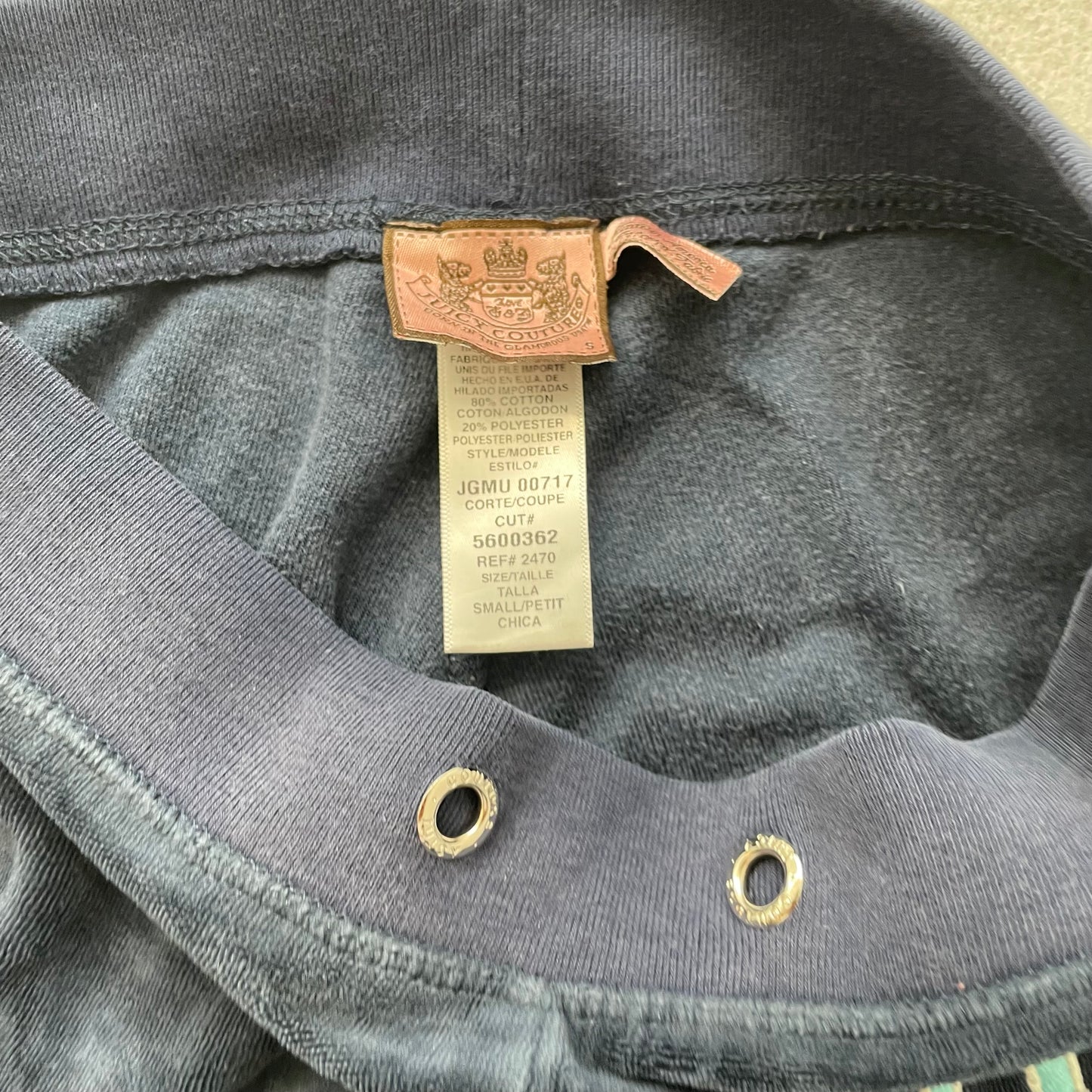 Vintage Juicy Couture Women Navy Velour Flared Track Pant Rhinestone Logo Size S