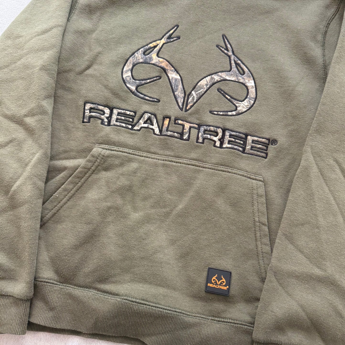 Realtree by Boston Traders Men's Olive Green Camo Hoodie Lined Pullover Size L