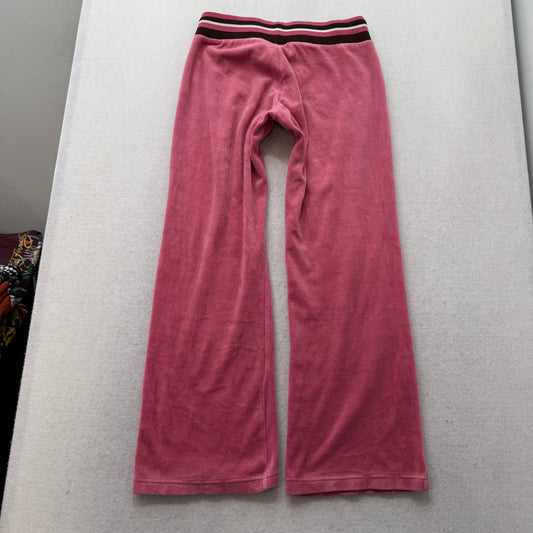 Vintage Juicy Couture Womens Dusty Rose Velour Flared Track Pant Low Rise Size L