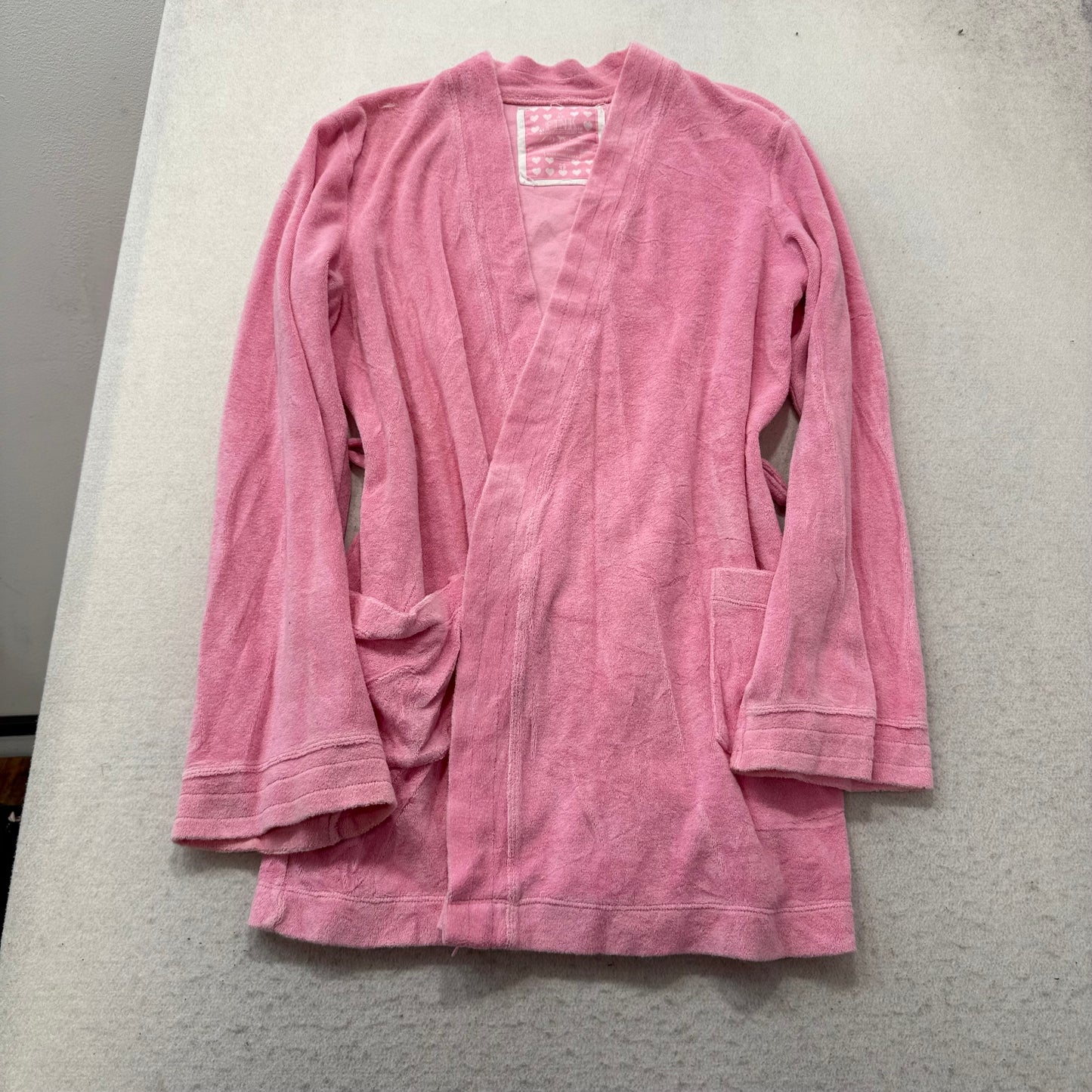 Victoria's Secret PINK Women's Pink Terry Cloth Robe Rhinestone Graphic Size M/L