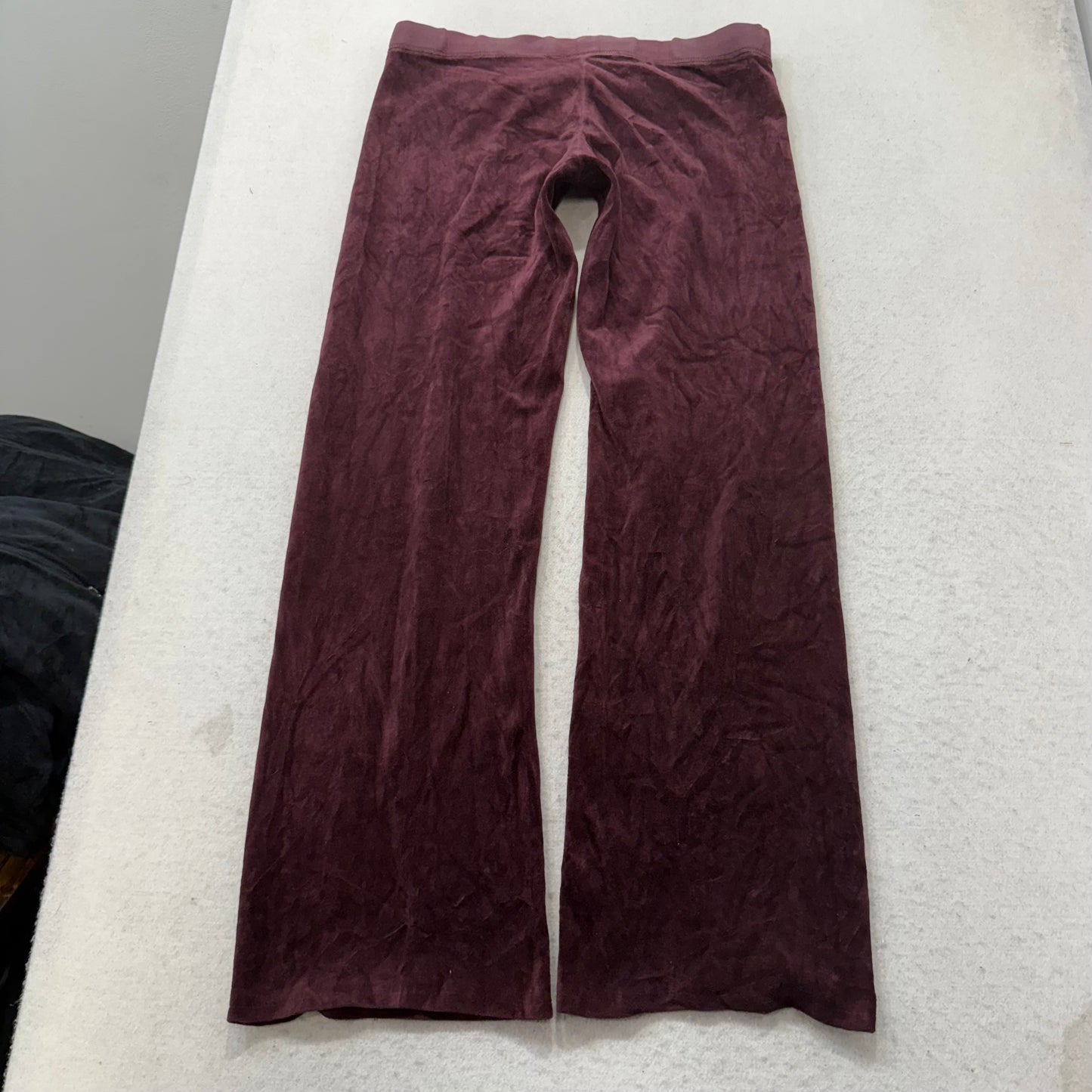 2003 Vtg Juicy Couture Womens Burgundy Velour Flare Track Pant Orange Tag Size S