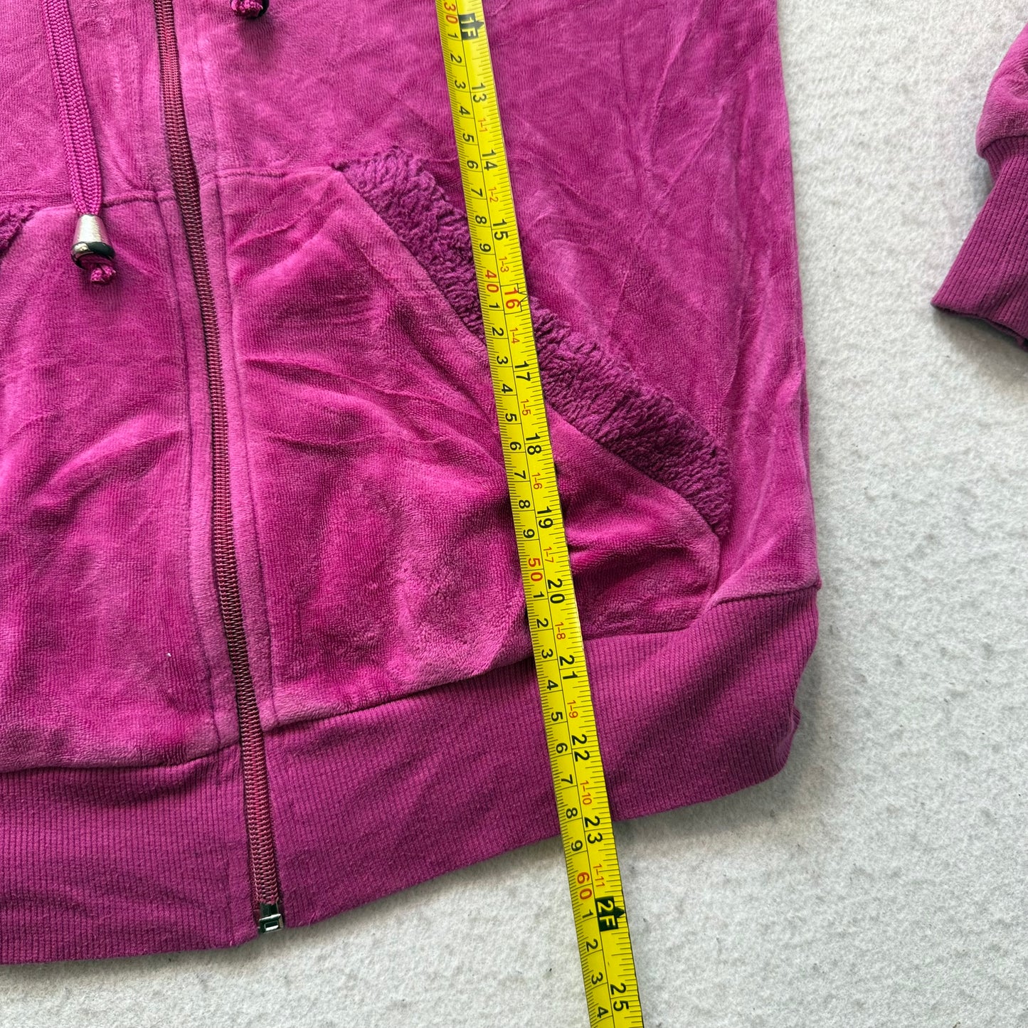 Vintage Juicy Couture Womens Rich Magenta Velour Zip-Up Hoodie Loungewear Size S