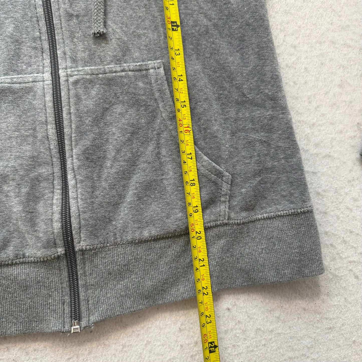 Juicy Couture Women's Grey Velour Zip-Up Hoodie Drawstring Pockets Y2K Size M