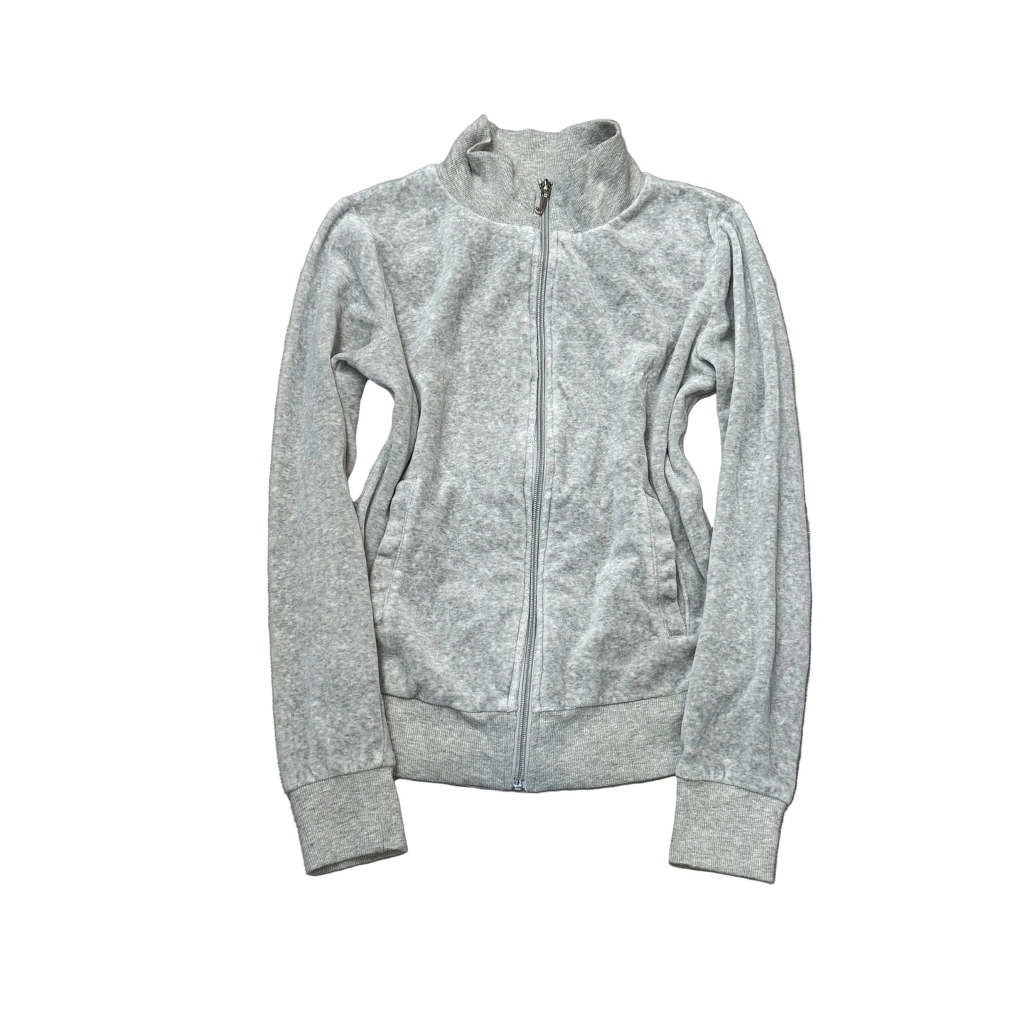 Juicy Couture Women's Heather Grey Velour Zip-Up Track Jacket Mock Neck Size M
