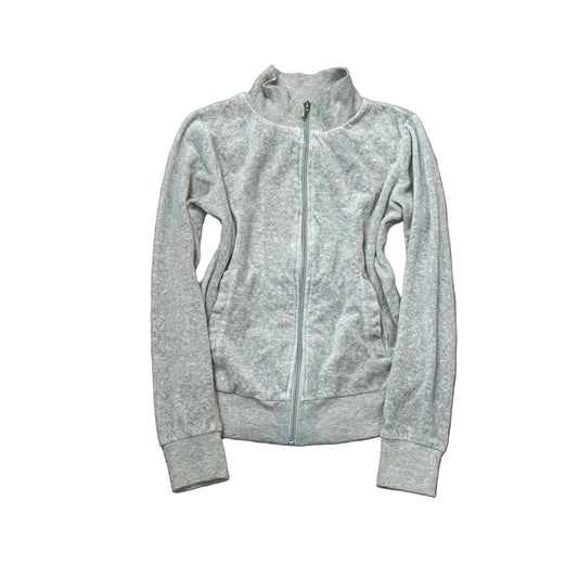 Juicy Couture Women's Heather Grey Velour Zip-Up Track Jacket Mock Neck Size M