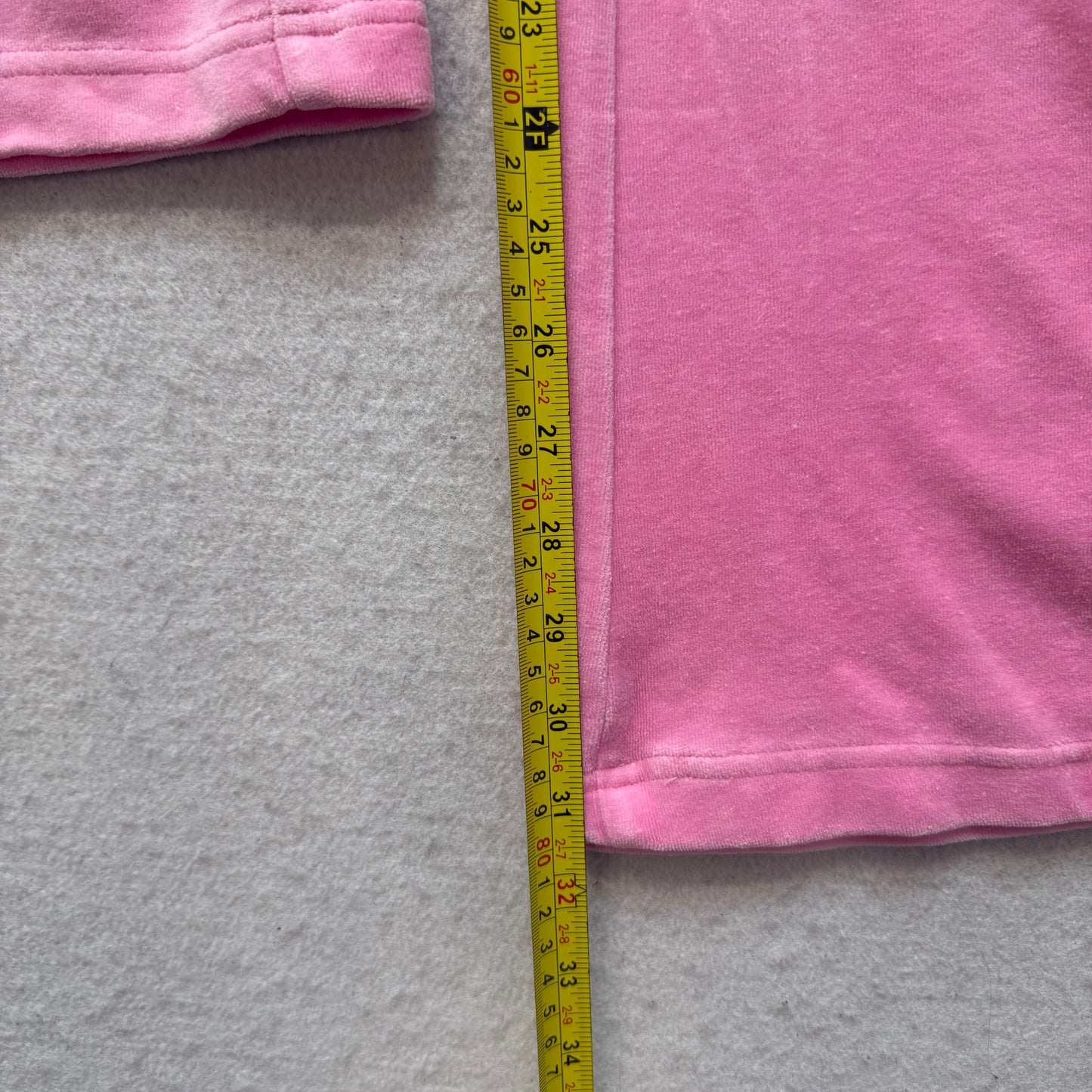 Vintage Juicy Couture Women's Pink Velour Flared Leg Track Pants Pockets Size L