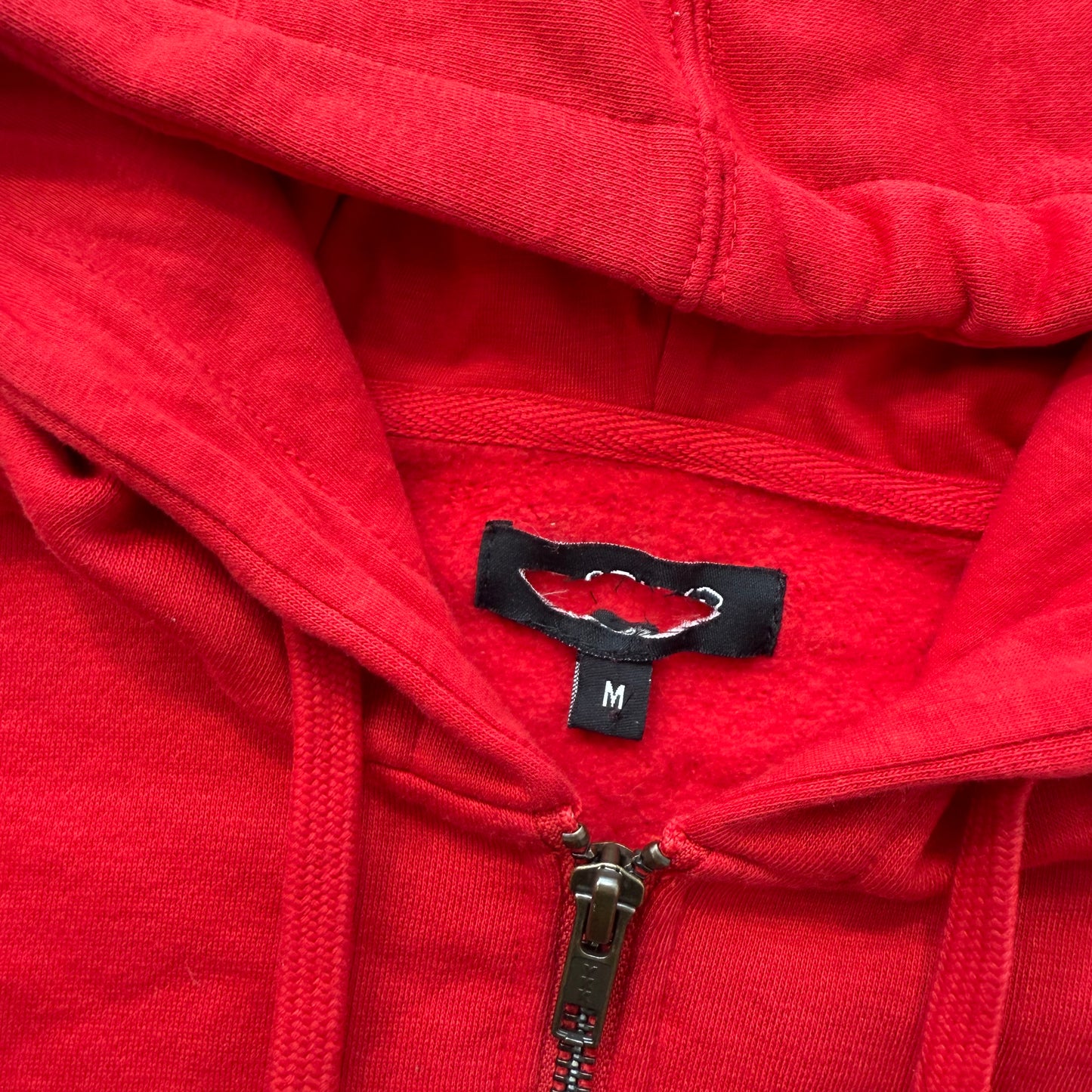 Ed Hardy Women's Red Cotton Full Zip Cropped Hoodie Dragon Graphic Y2K Size M