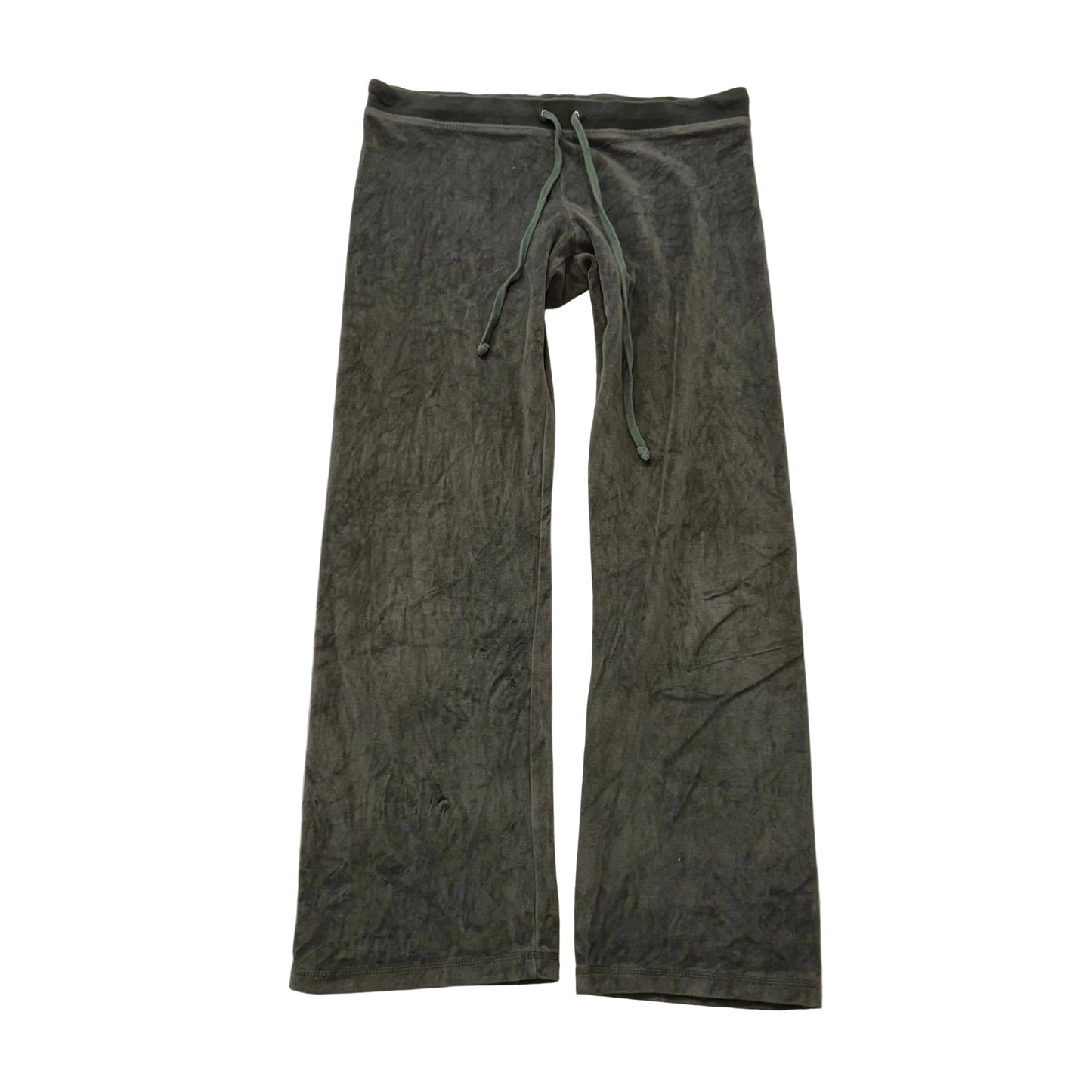 Juicy Couture Army Green Drawstring Velour Flared Track Pants Low Rise Size L