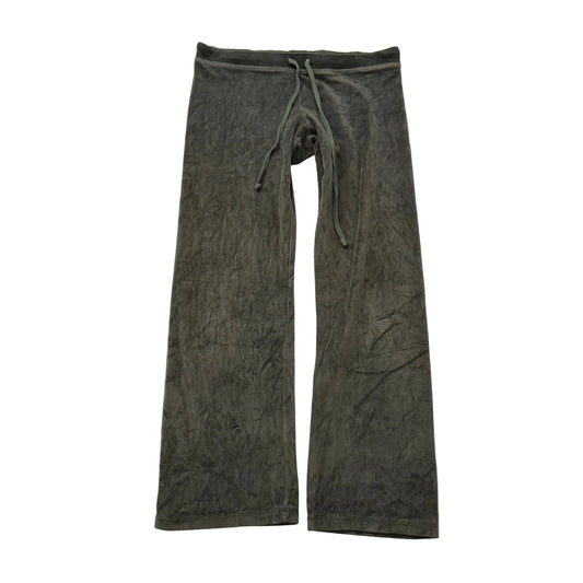 Juicy Couture Army Green Drawstring Velour Flared Track Pants Low Rise Size L