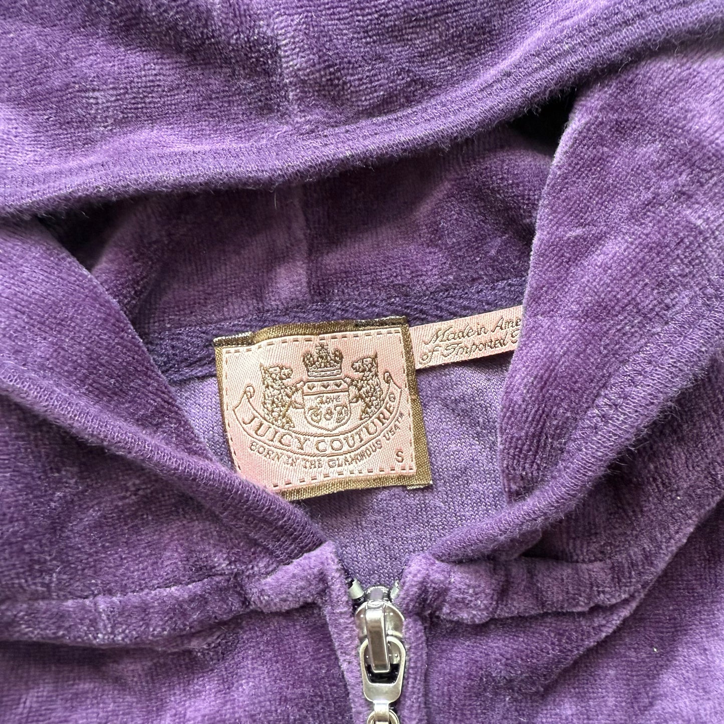 Vintage Juicy Couture Scottie Dogs Women Deep Purple Velour Zip-Up Hoodie Size S