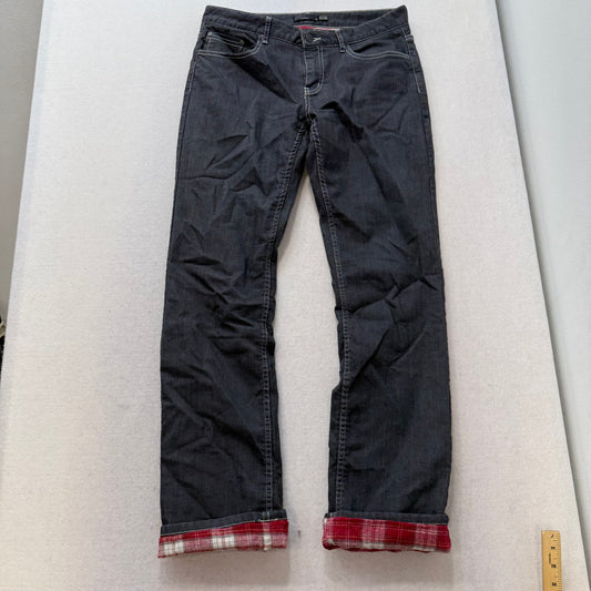 Prana washed dark grey denim jeans with front slant pockets and curved-stitched back patch pockets size 8