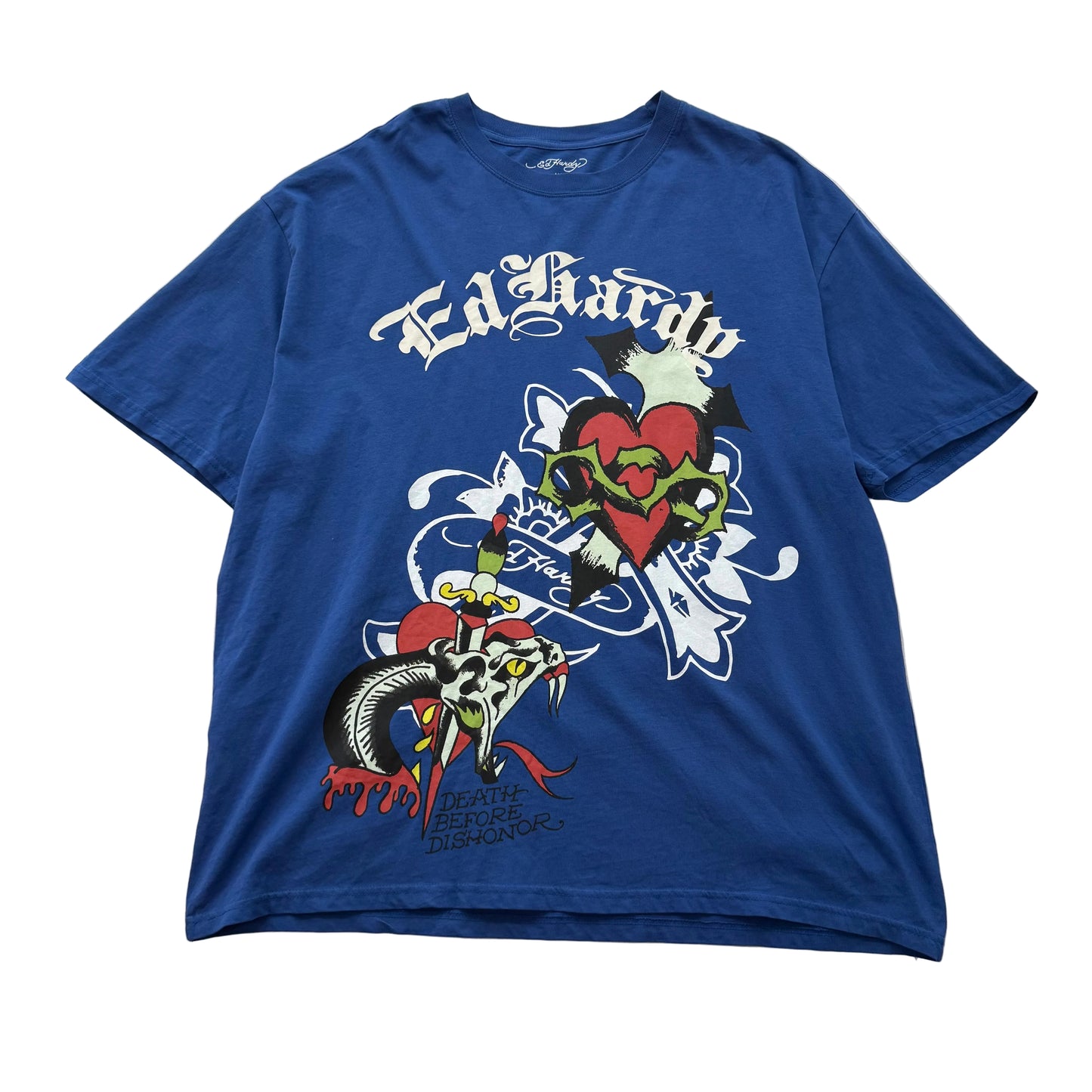 ED HARDY “Cross Heart” ROYAL BLUE BOXY TEE