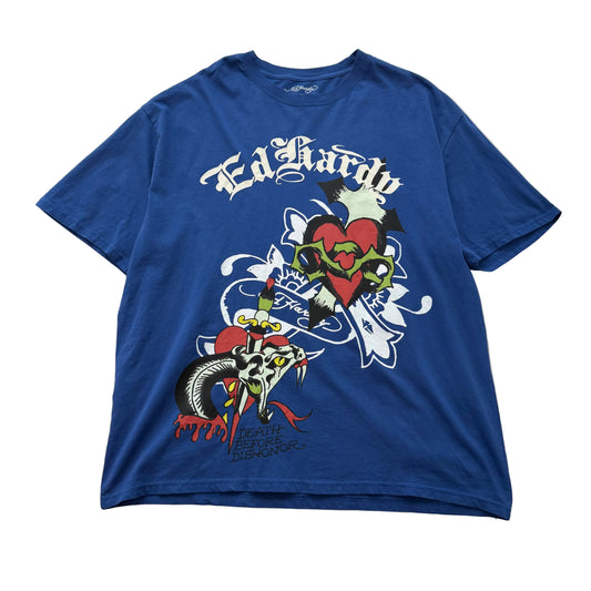 ED HARDY “Cross Heart” ROYAL BLUE BOXY TEE