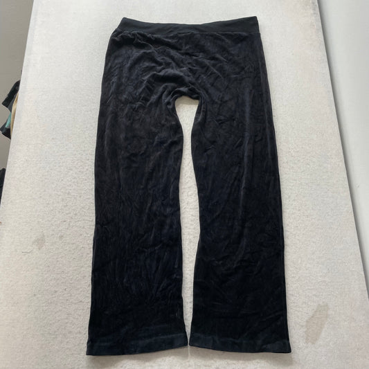 Vintage Juicy Couture Women's Black Velour Wide Leg Track Pant Loungewear Size L