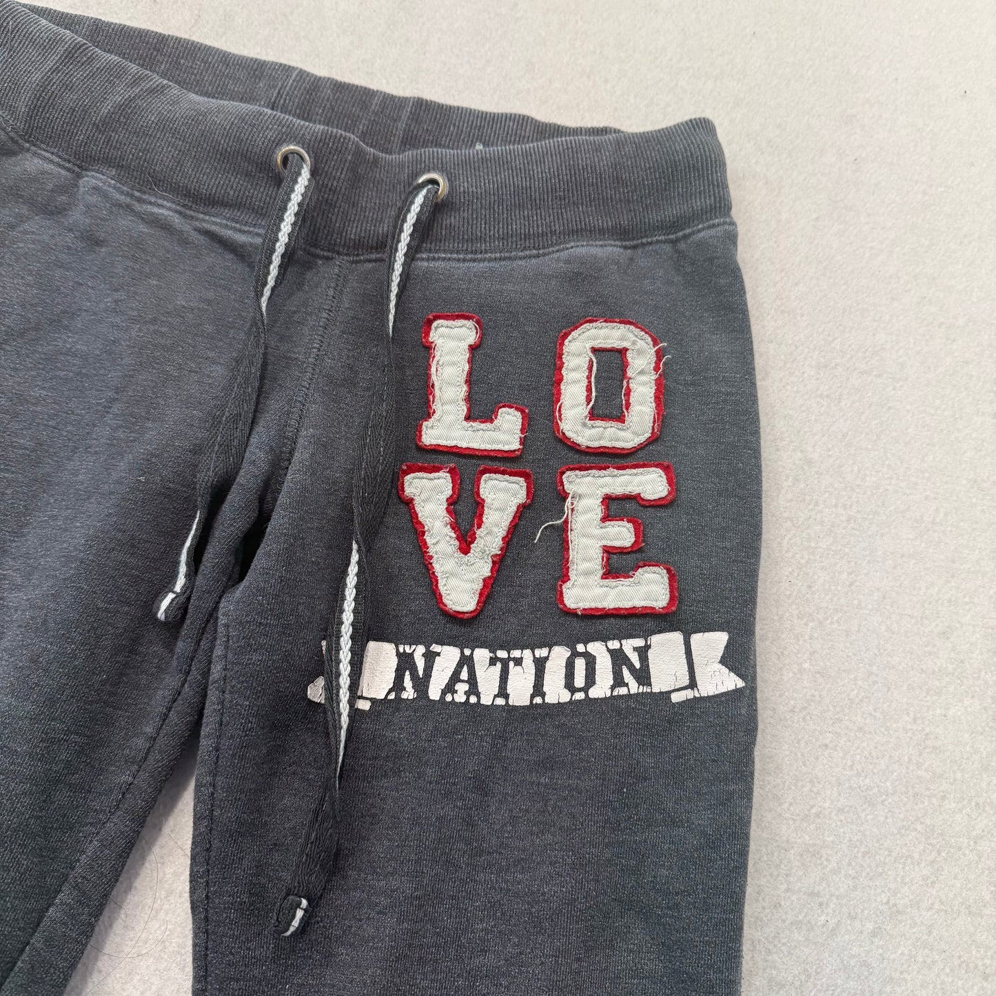Love Nation Women Charcoal Gray Joggers Sweatpant Loungewear Pockets Logo Size S