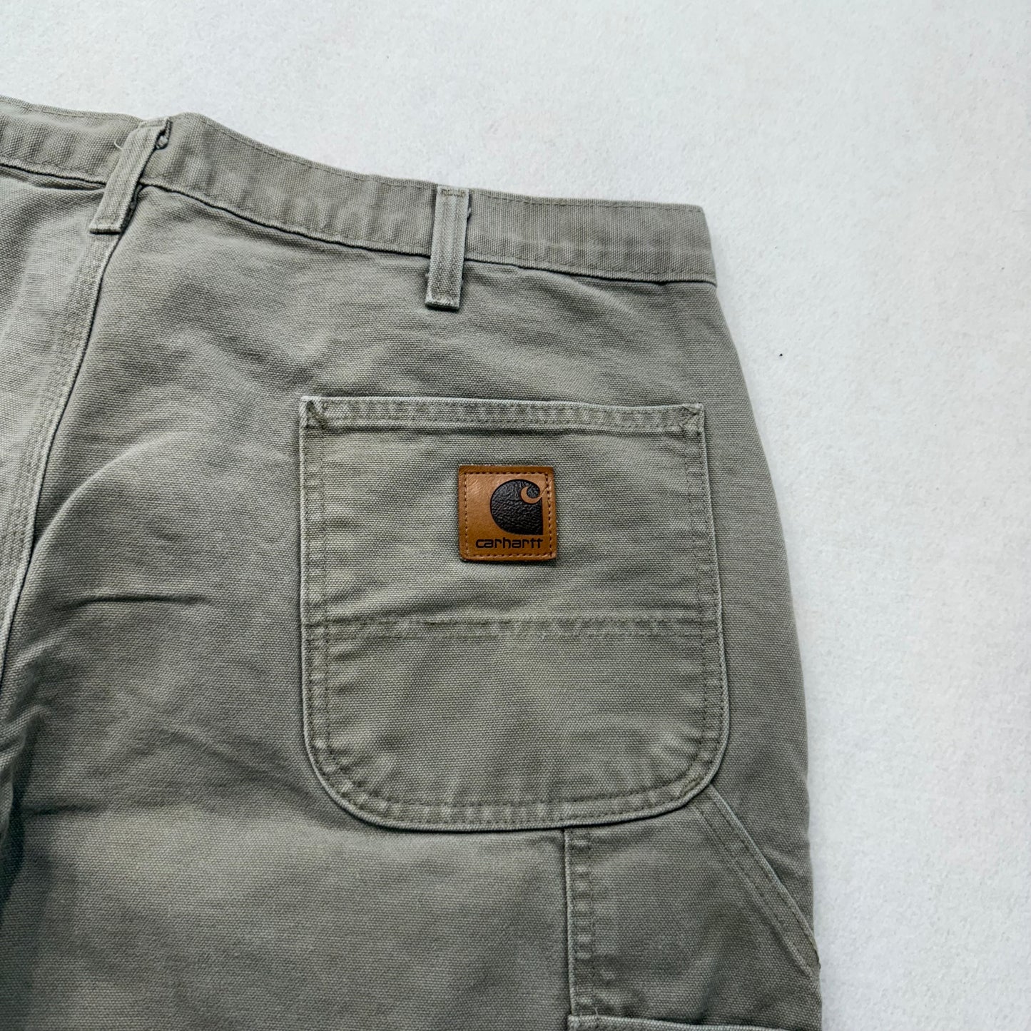 Carhartt Men's Tan Canvas Carpenter Dungaree Pants Utility Pockets Size 40x32