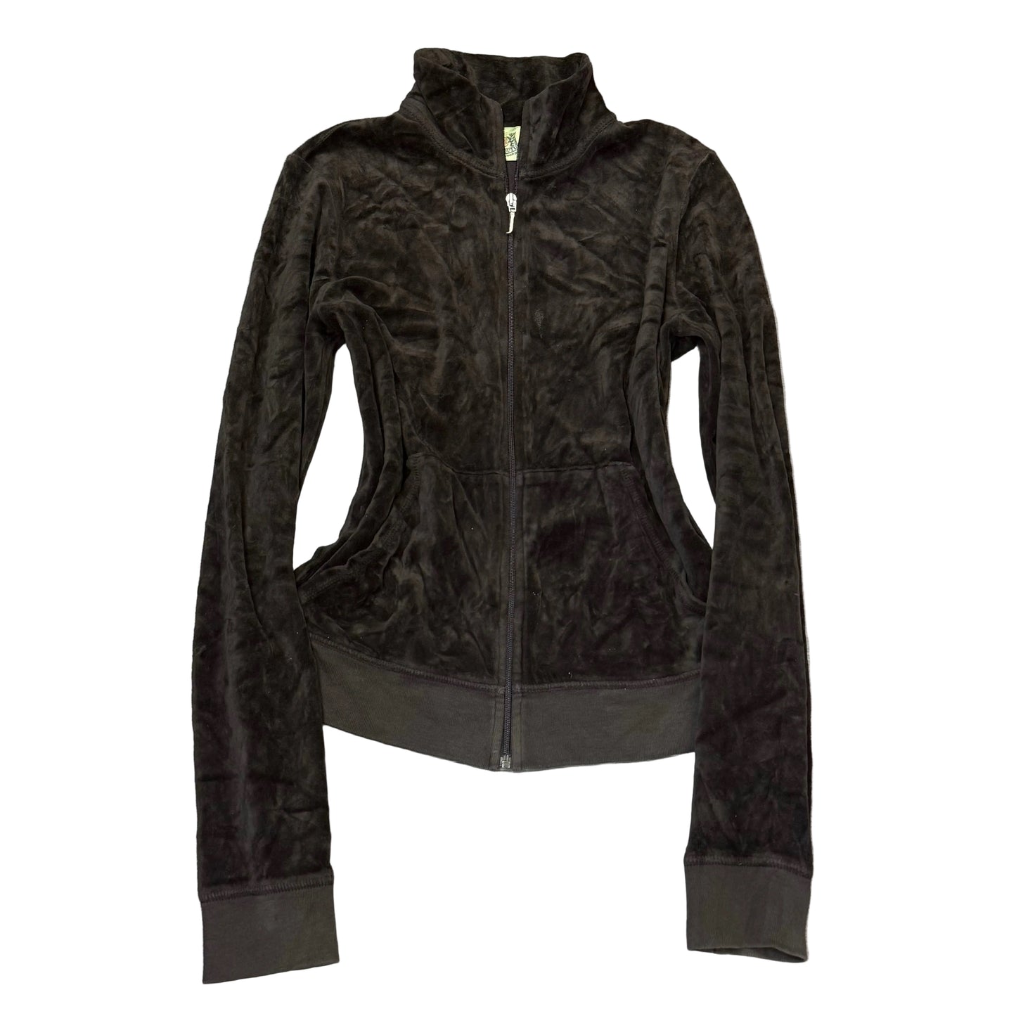 2003 Vtg Juicy Couture Women's Chocolate Brown Velour Zip-Up Track Jacket Size L
