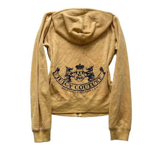 Juicy Couture Scottie Dogs Women's Camel Velour Zip-Up Hoodie Rhinestones Size M