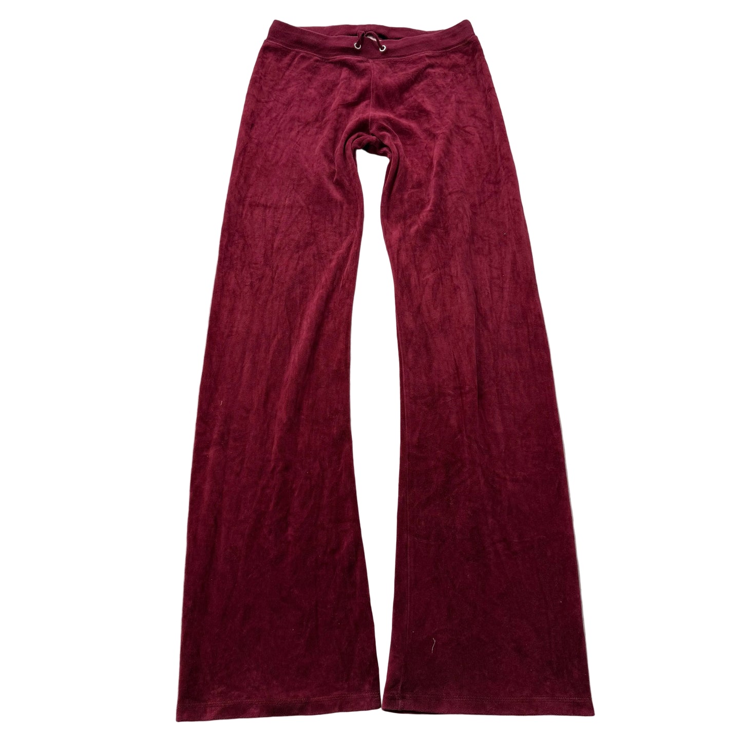Vintage Juicy Couture Women's Maroon Velour Flared Track Pants Drawstring Size S
