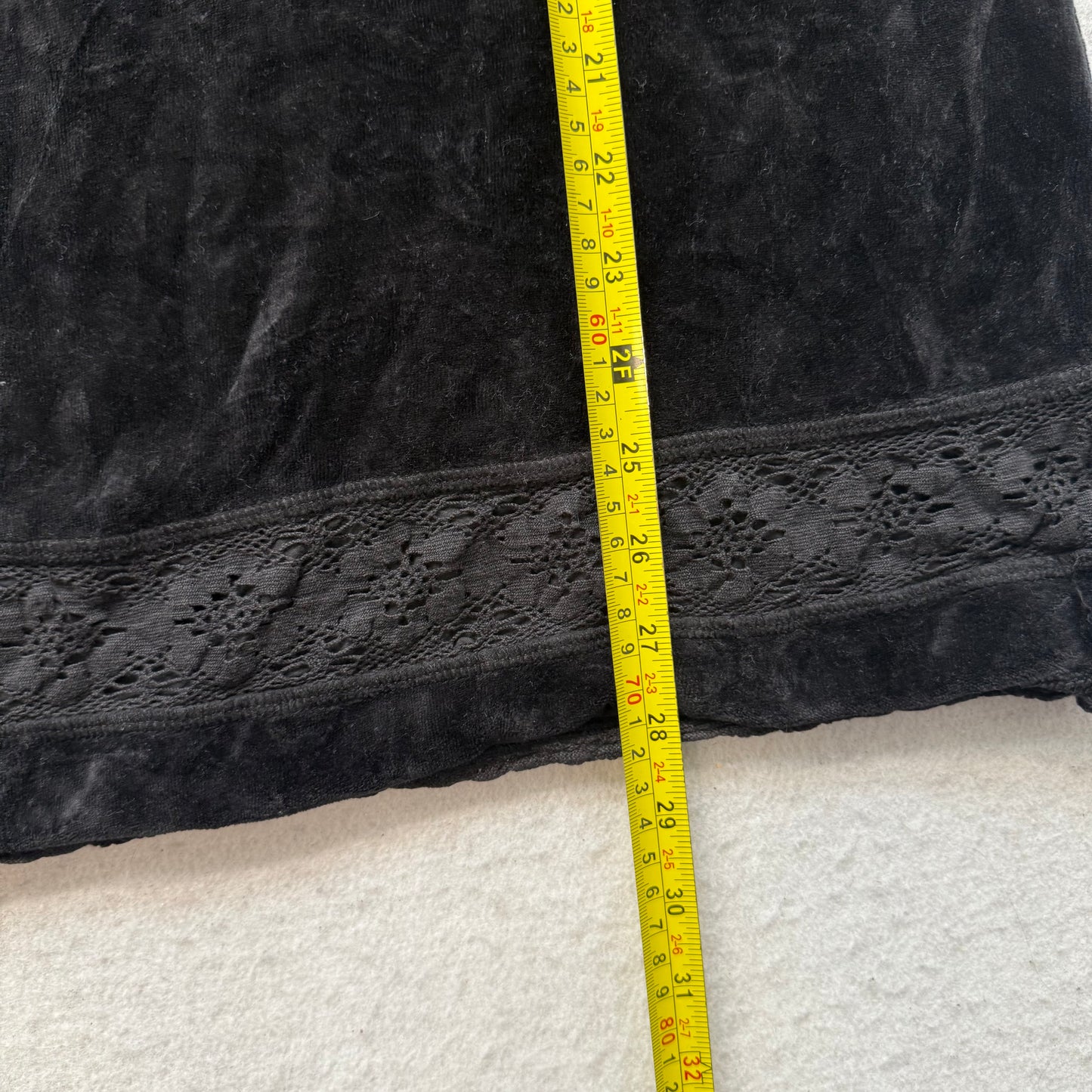 2003 Vintage Juicy Couture Women Black Velour Lace Trim Hooded Mini Dress Size P