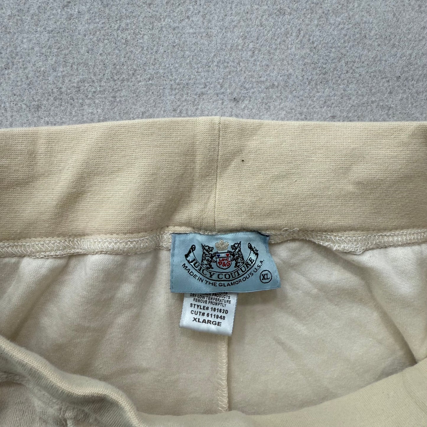 2003 Juicy Couture Women's Beige Velour Flare Track Pants Drawstring Y2K Size XL