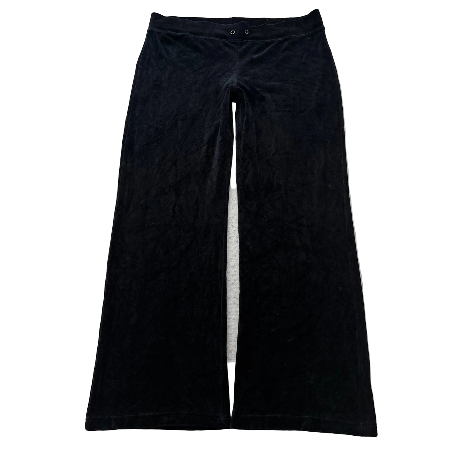 Juicy Couture Women's Jet Black Velour Flared Leg Track Pants Loungewear Size XL
