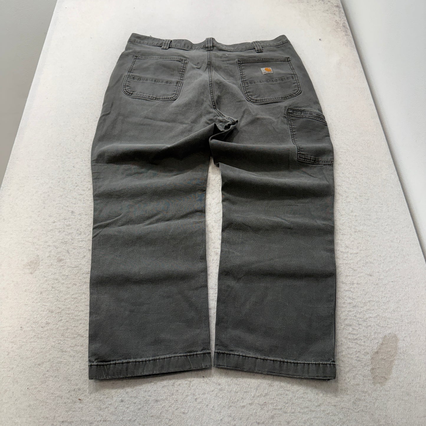 Carhartt Men's Dark Grey Denim Jeans Relaxed Fit Zip-Fly Pockets Logo Size 40x30