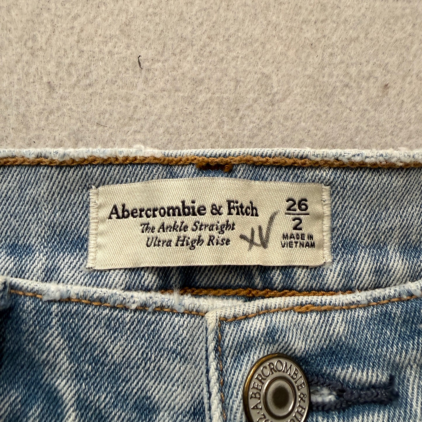 Abercrombie & Fitch Women Blue Ankle Straight Denim Jeans Ultra High Rise - 26/2