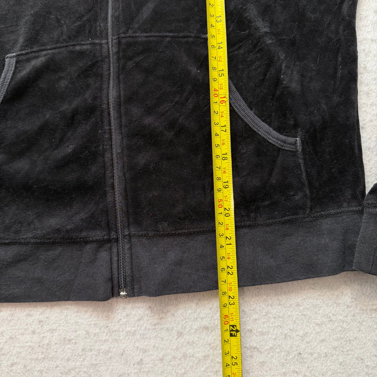 Juicy Couture Black Velour Tracksuit Set Hoodie & Pant Rhinestones Crown Size XL