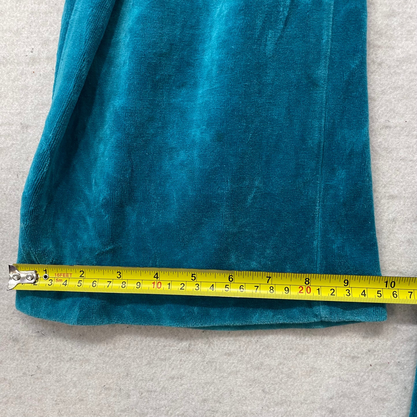 Juicy Couture Women Teal Blue Velour Flare Track Pant Drawstring Relaxed Size XL