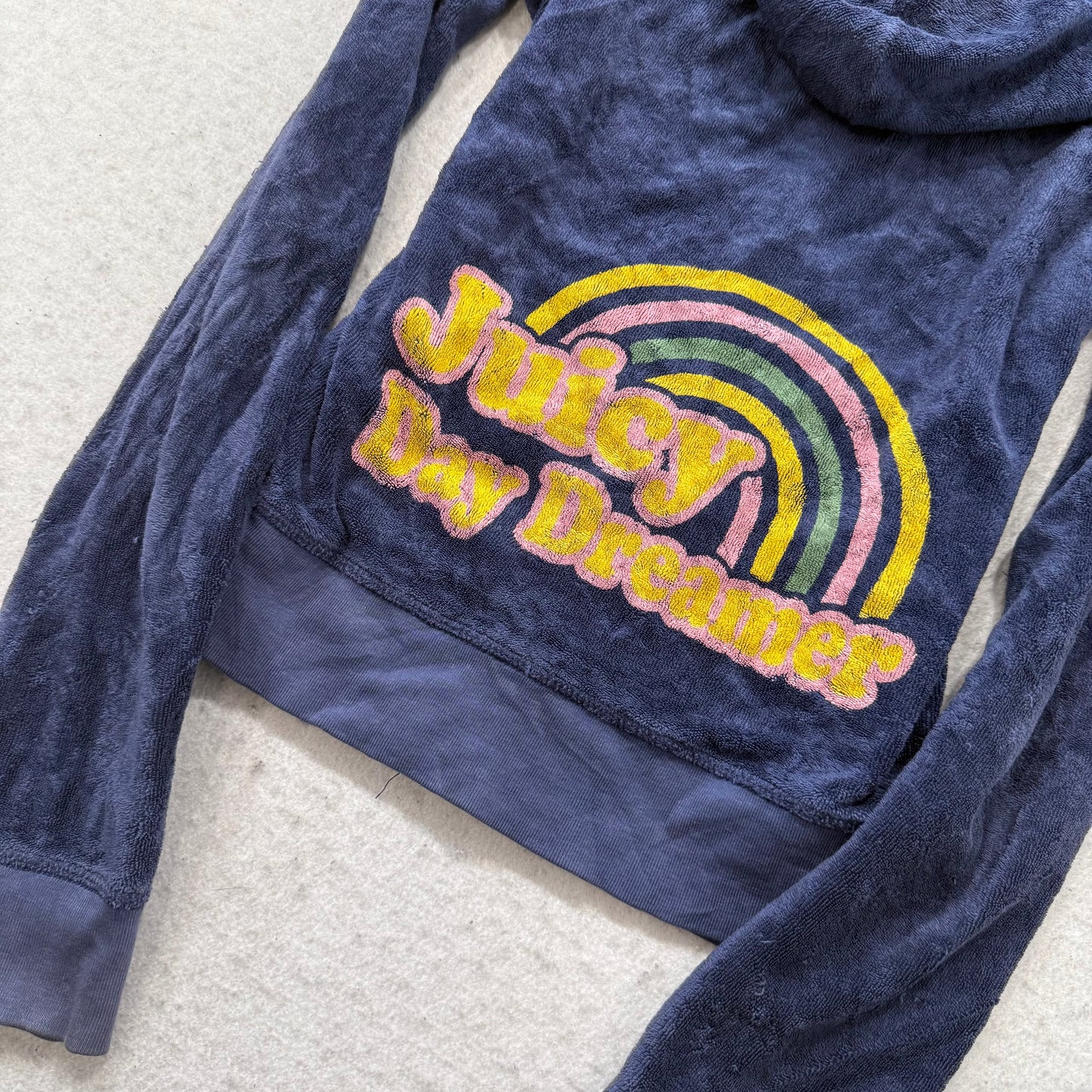 Juicy Couture "Juicy Day Dreamer" Women's Navy Terry Cloth Zip-Up Hoodie Size P
