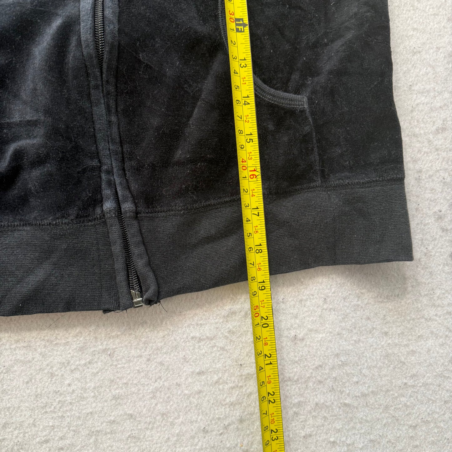 Vintage Juicy Couture Womens Black Velour Tracksuit Set Hoodie & Pant Y2k Size S
