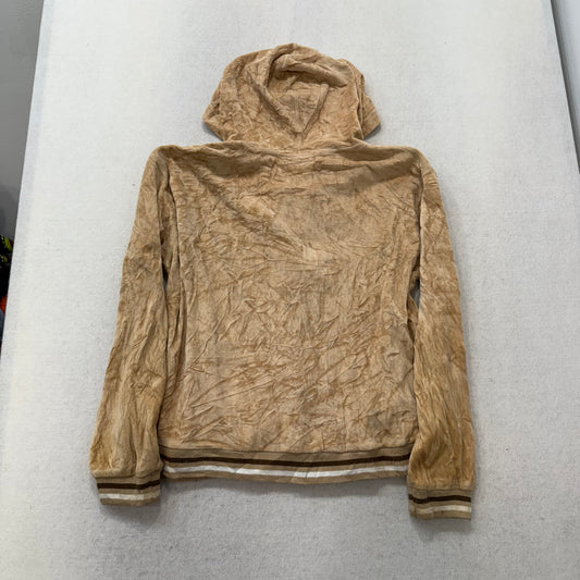 Baby Phat Women's Beige Velour Zip Up Hoodie Zip Front Pockets Logo Y2K Size XL